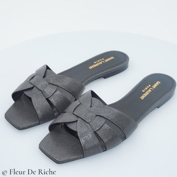 Yves Saint Laurent Shoes - 🖤SOLD💛 Saint Laurent Tribute Mules in Anthracite Black Mismatched